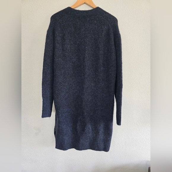 ZARA Woman XS-S Blue Knit Long Open Front Oversized Alpaca Coatigan Sweater New - Picture 10 of 11